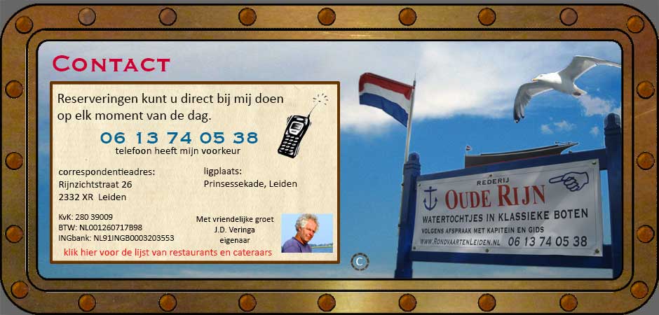 Contact en cateraars rederij de Oude Rijn